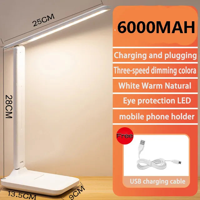 Dimmable LED Desk Table Reading Lamp With USB Charging Port 3 Lighting Modes for Home Office