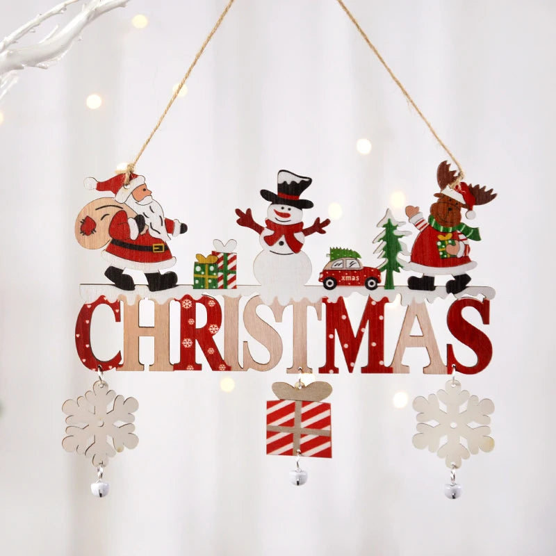 Merry Christmas Hanging Wooden Ornaments Fall Door Gnome Sign Winter Home Front Door Decor for Christmas Outdoor