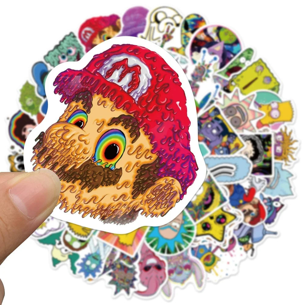 10/30/52PCS Psychedelic Cartoon Graffiti Waterproof Stickers for Water Bottles Laptops Books