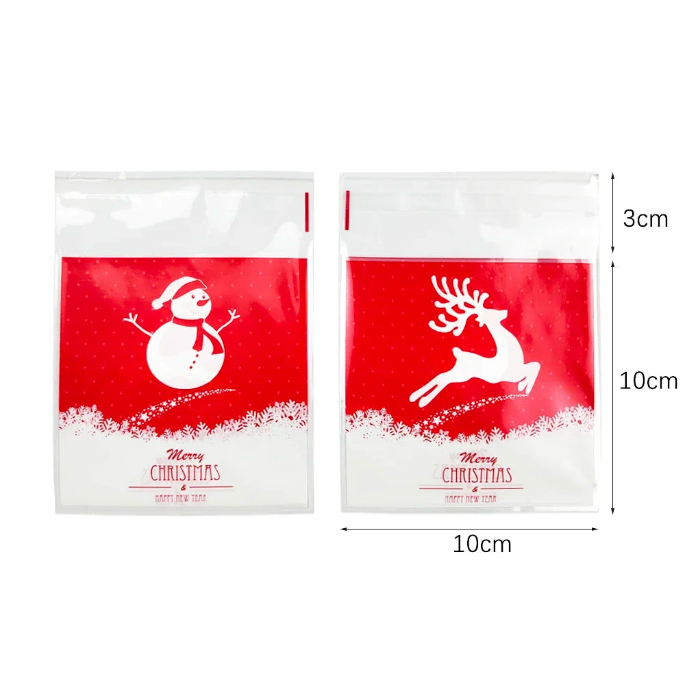 Christmas Candy bags Xmas Cello Treat Goody Bags with Ties for Xmas Holiday Party