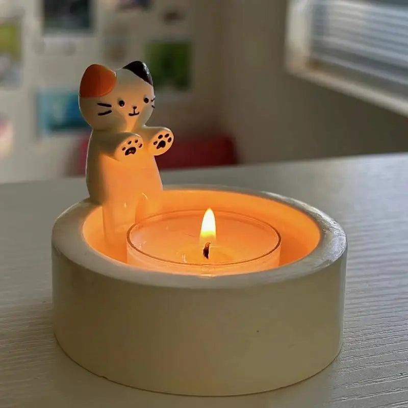 Cat Candle Holder Cute Kitty Cartoon Kitten Candle Holder Warming Paws Sticks Holder For Cat Lovers