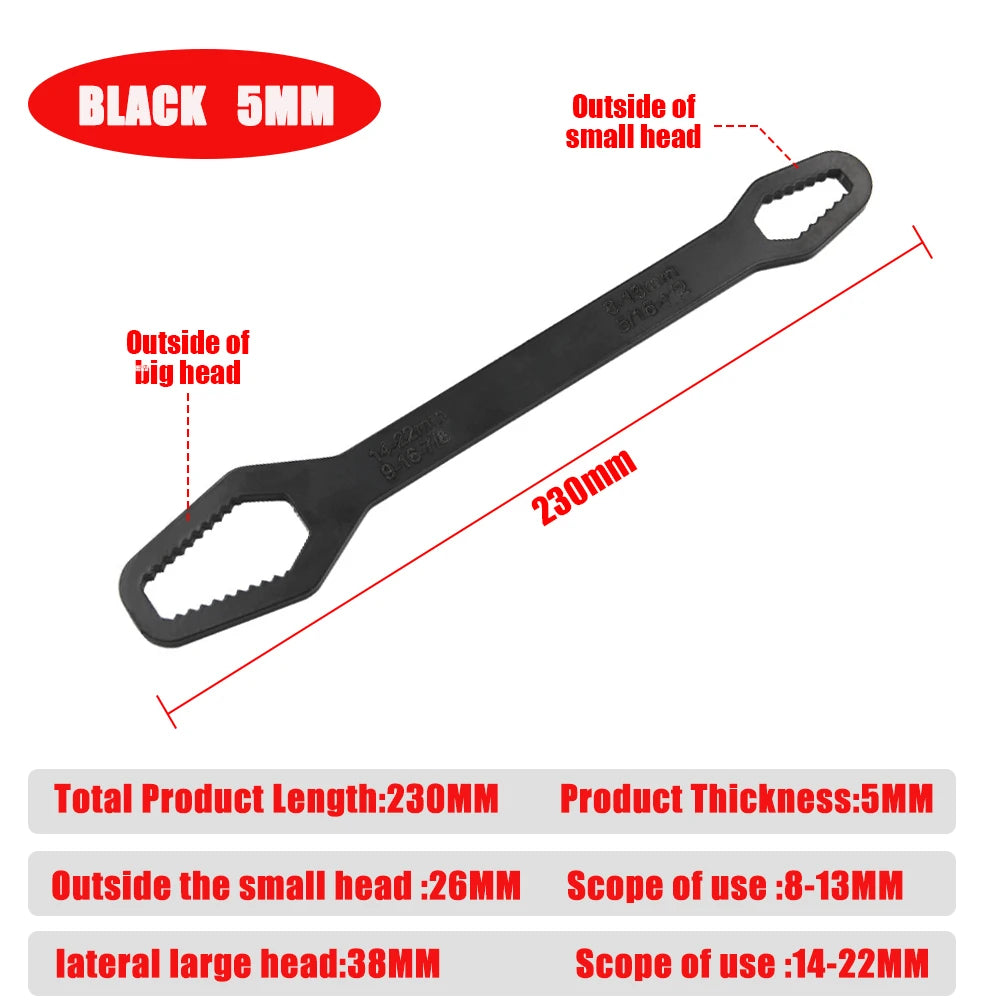 8-22mm Universal Torx Wrench Board Adjustable Double-head Torx Spanner Self-tightening Glasses Wrench Multi-purpose Hand Tool