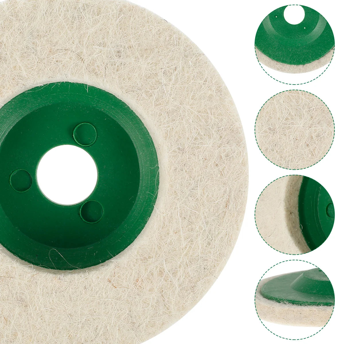 Round Wool Polishing Disc Wheel Pad for Buffing Polishing Buffer Bore Dia-White & Green