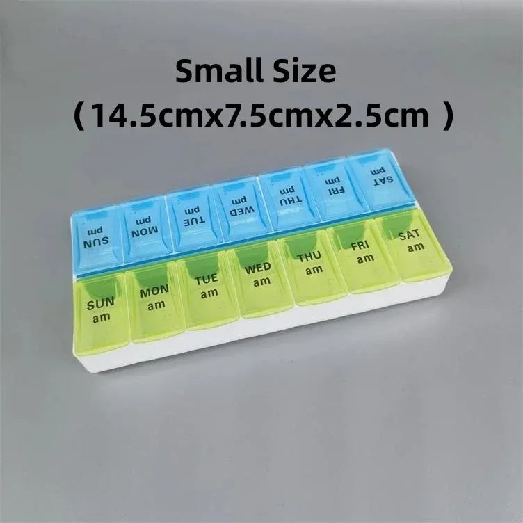 Portable Weekly Travel Pill Organizer Box Case 7 Day AM PM Pill Box for Vitamins Medicine Fish Oils Supplements