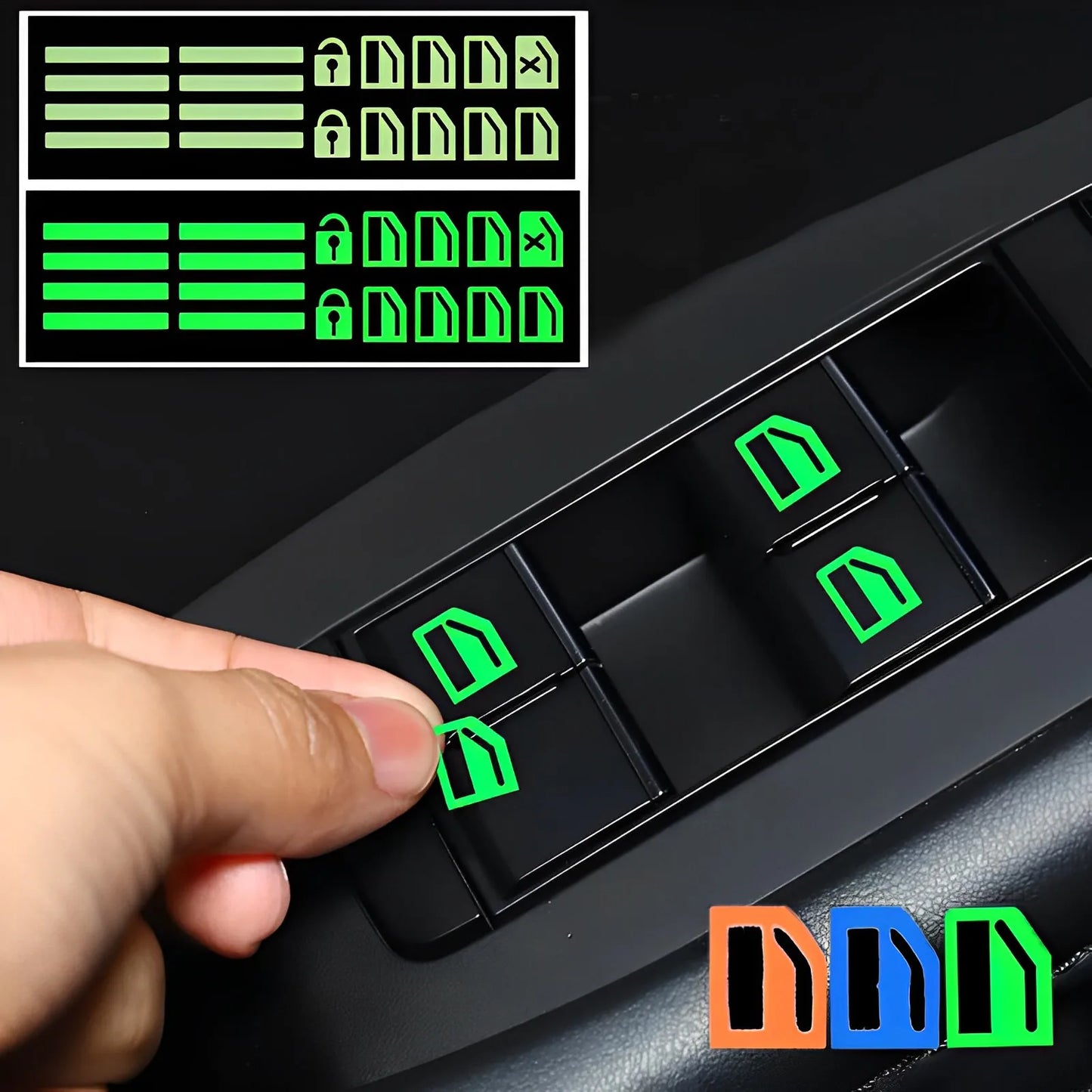 Car Control Switch Luminous Sticker Safety Glowing Decals Car Window Sticker Compitable with Most Cars