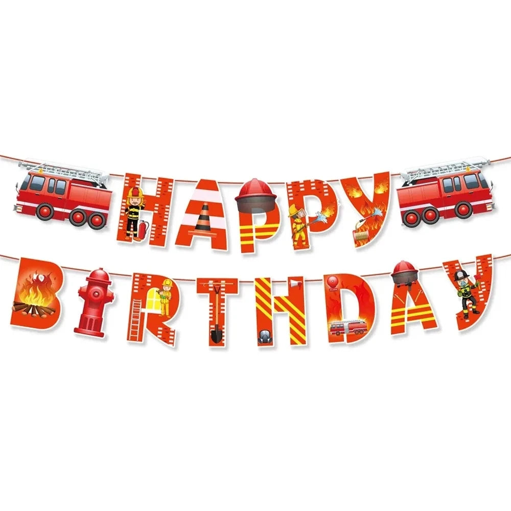 Fire Truck Birthday Party Supplies Decorations Theme Paper Plates and Napkins Set for Birthday Party Supplies