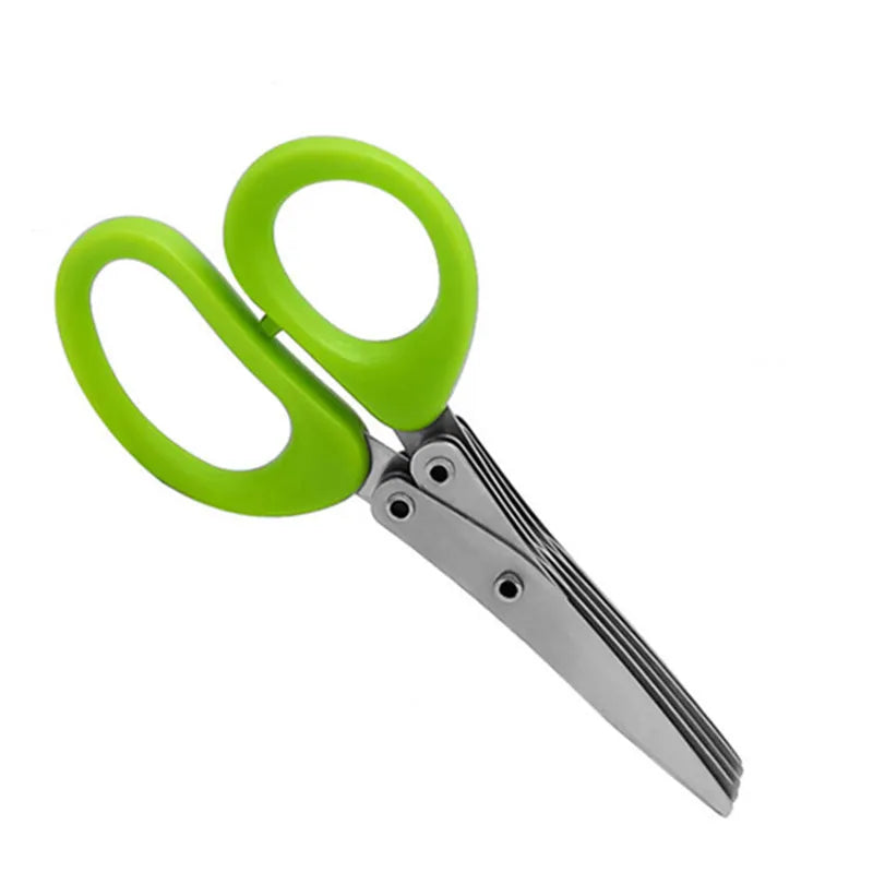 Multipurpose Herb Scissors with 5 Blades Stainless Steel Knives Scallion Cutter Herb Laver Spices Cook Tool Cut