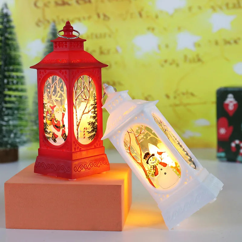 Christmas Musical Snow Globe Lantern Battery Operated Lighted Lantern for Christmas Festival Decoration Gifts