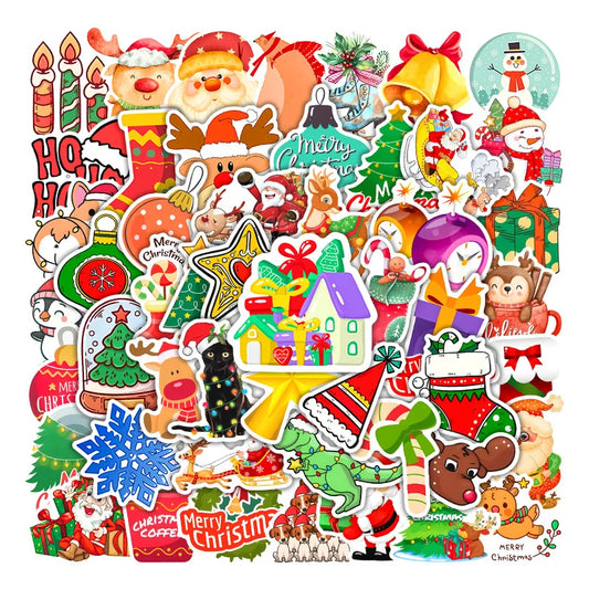 50PCS Christmas Theme Stickers, Repeating Waterproof Holiday Stickers for Kids and Teens, Xmas Party