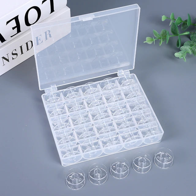 25Pcs Plastic Sewing Machine Bobbins with Case for Janome Brother Singer