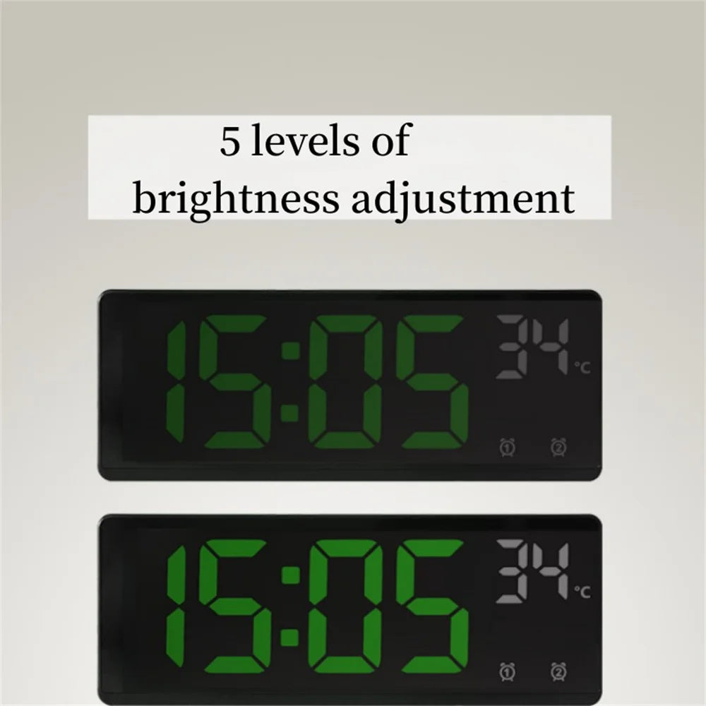 Digital LED Alarm Clock Desktop Clock With Temperature Display Adjustable Brightness Clock for Home, Office