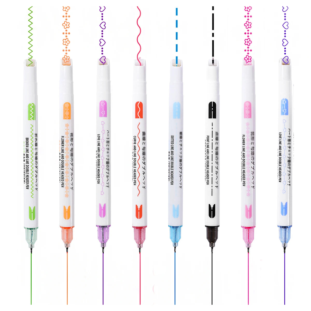 8PCS Colored Dual Tip Pens Outline Pens for Kids Coloring Writing Journaling Drawing Scrapbook