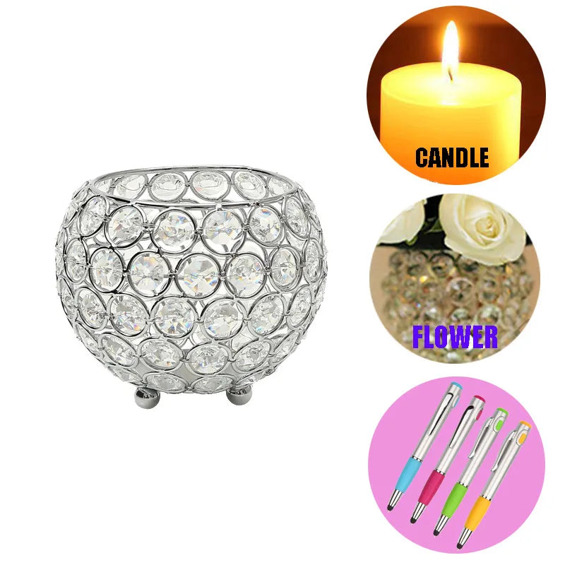 Crystal Bowl Tealight Holders Votive Candle Holders Tea Light Candle Lanterns for Dining table  Wedding Decor