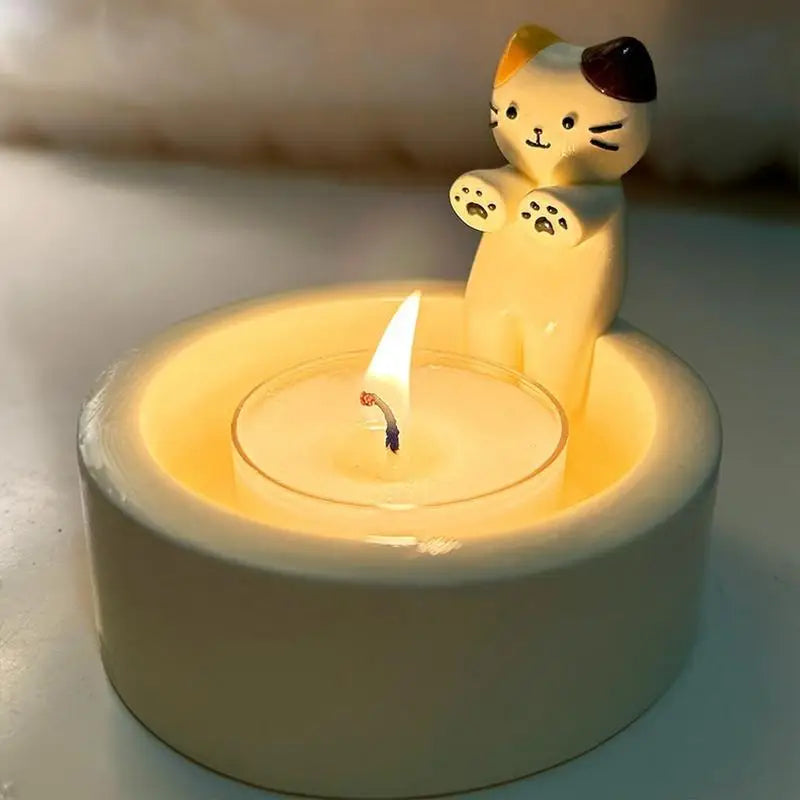 Cat Candle Holder Cute Kitty Cartoon Kitten Candle Holder Warming Paws Sticks Holder For Cat Lovers