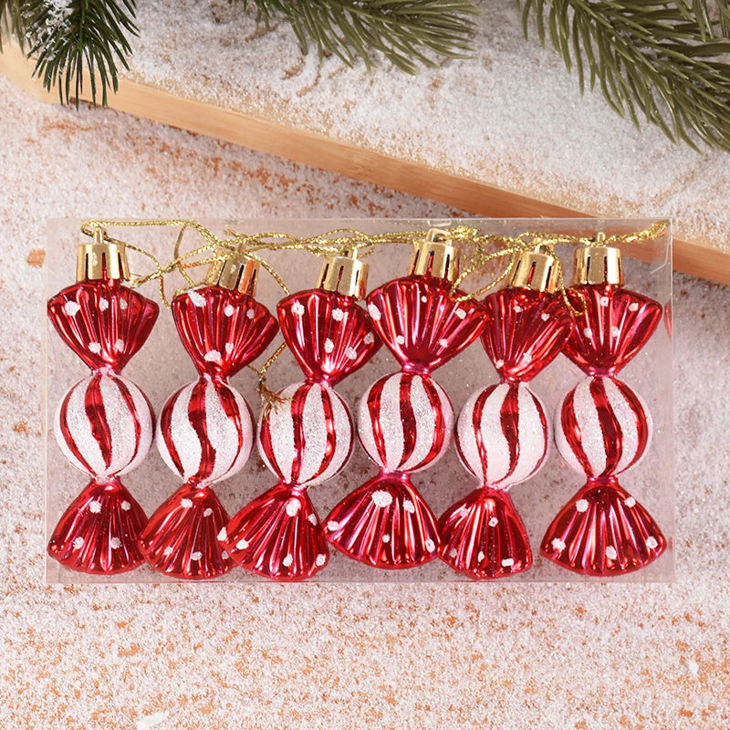 Christmas Candy Cane Lollipop Ornaments Red and White Pendant for Xmas Tree Decor New Year Home Party Supplies