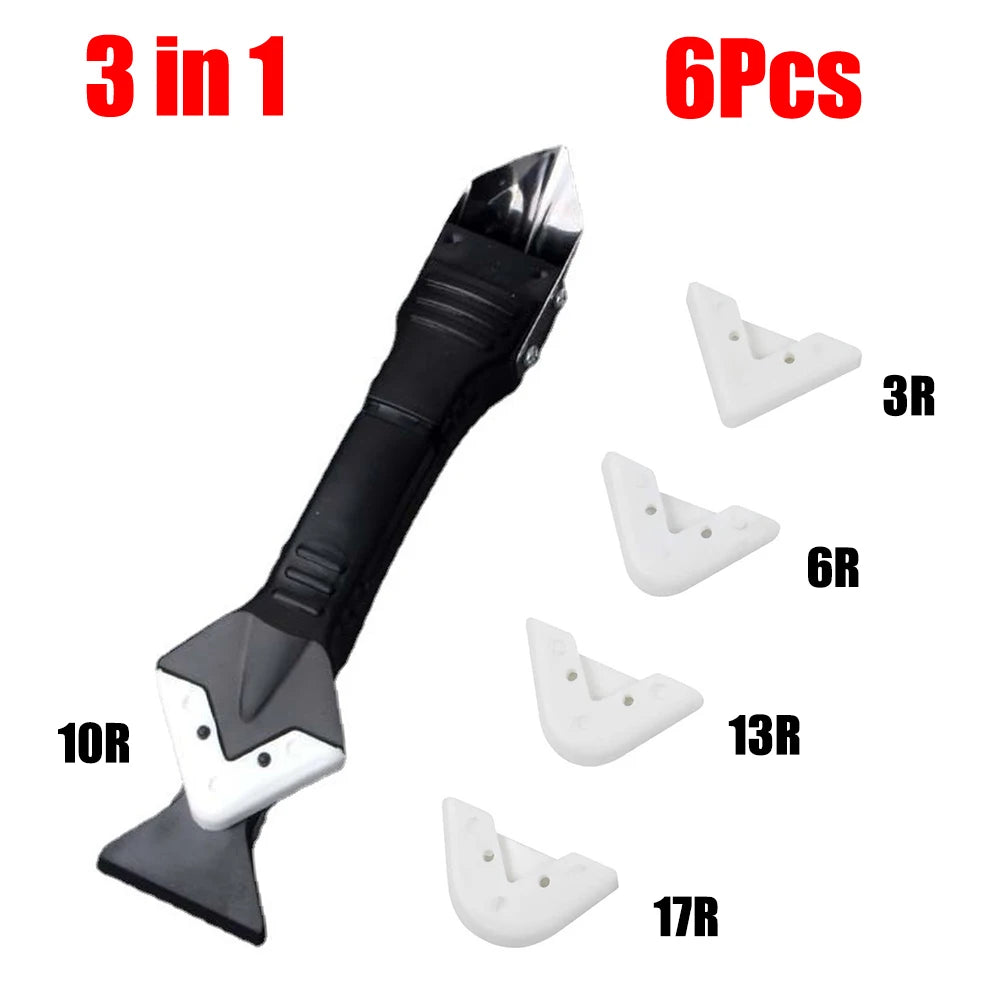 5In1 Silicone Scraper Caulking Tool Glass Glue Angle Scraper Adhesive Caulking Finishing Tool