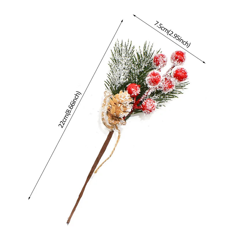 Artificial Christmas Tree Picks Assorted Red Berry Pinecones Leaves for Christmas Winter Holiday