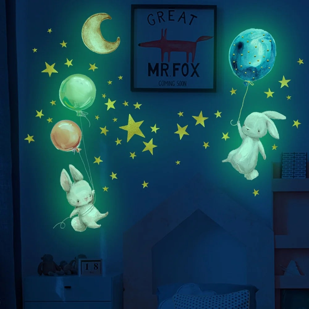 Luminous Rainbow and Stars Wall Stickers Glow in The Dark Wall Decals for Kid Girl Teen Bedroom