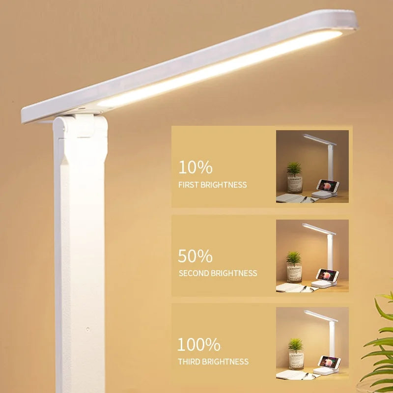 Dimmable LED Desk Table Reading Lamp With USB Charging Port 3 Lighting Modes for Home Office