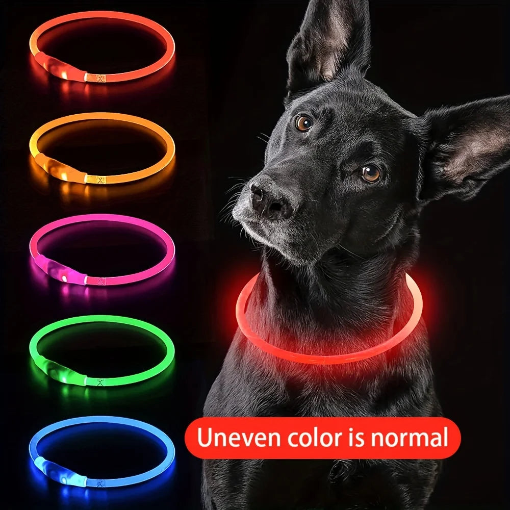 USB Rechargeable Light Up Dog Collars Glow in The Dark Dog Necklace for Your Dogs Walking at Night