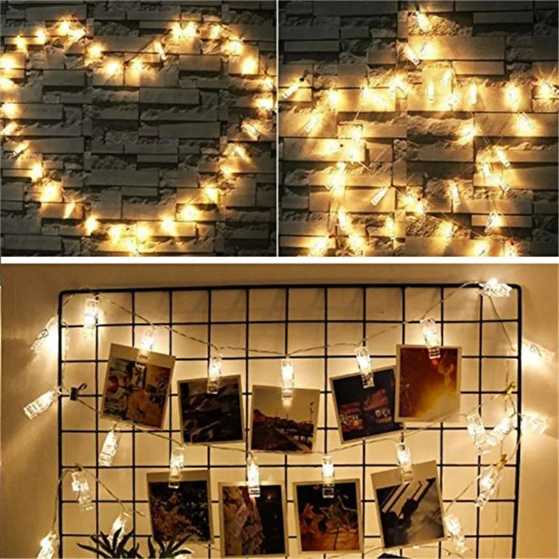 Photo Clip String Lights LED Battery Operated Fairy Copper String Lights with Clips  for Pictures Bedroom