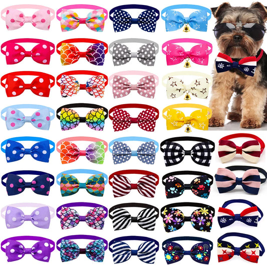 Dog Bow Tie Grooming Neck Ties with Adjustable Bow Ties Collar for New Year Wedding Birthday Gift