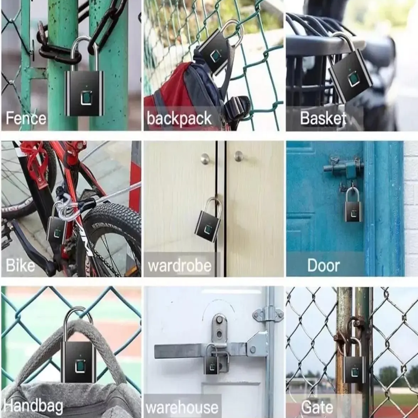 Fingerprint Padlock Anti-Theft Door Lock Luggage Cabinet With USB Charging Safety Lock