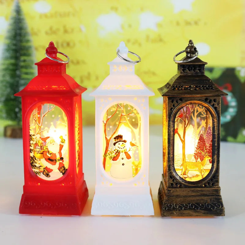 Christmas Musical Snow Globe Lantern Battery Operated Lighted Lantern for Christmas Festival Decoration Gifts