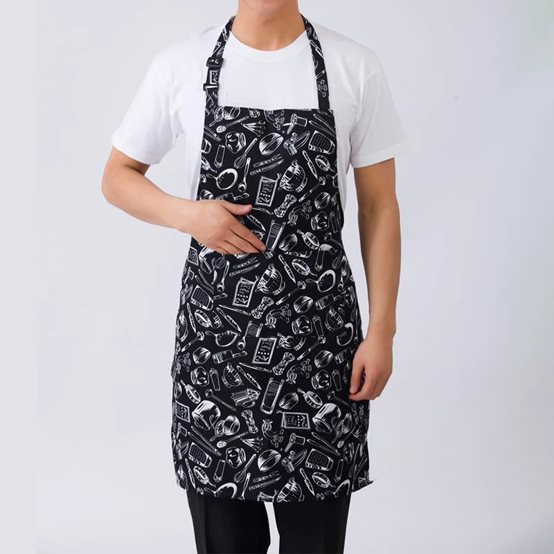 Adjustable Half-length Kitchen Apron Adult Striped Restaurant Hotel Chef Waiter Apron Picnic Cook Apron With 2 Pockets