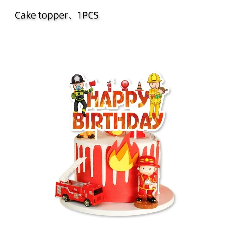 Fire Truck Birthday Party Supplies Decorations Theme Paper Plates and Napkins Set for Birthday Party Supplies