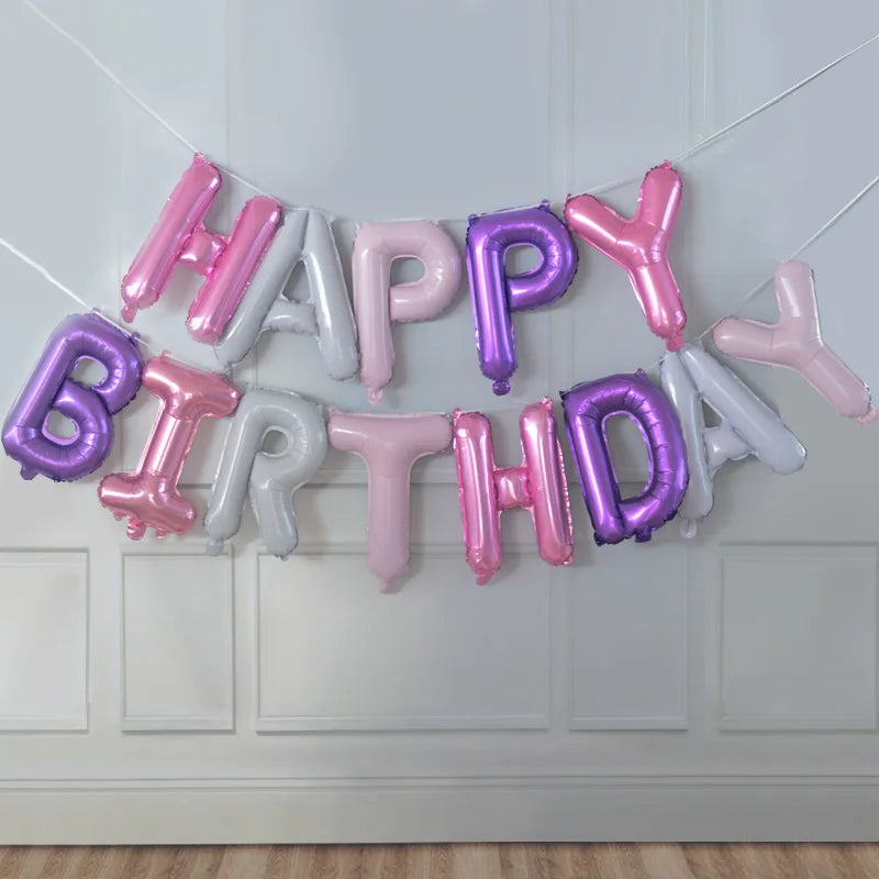 Happy Birthday Balloons Banner Foil Letters for Decorations Birthday Banner Kids, Child, Adults, Boys & Girls