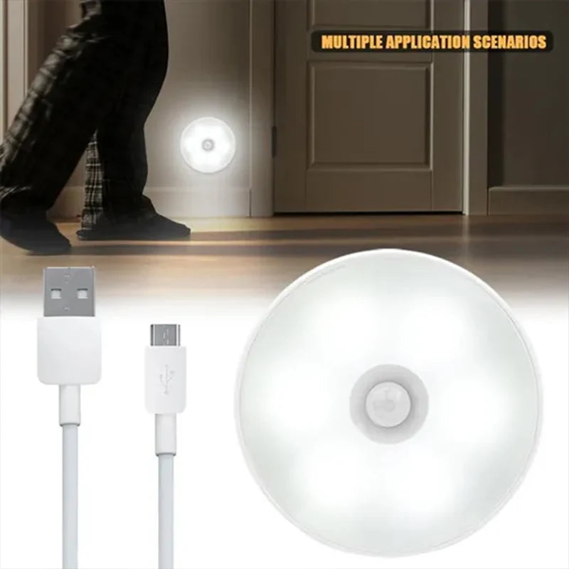 PIR Motion Sensor LED Light USB Rechargeable Night Lamp For Kitchen Cabinet Wardrobe Lamp Staircase Wireless Closet Light