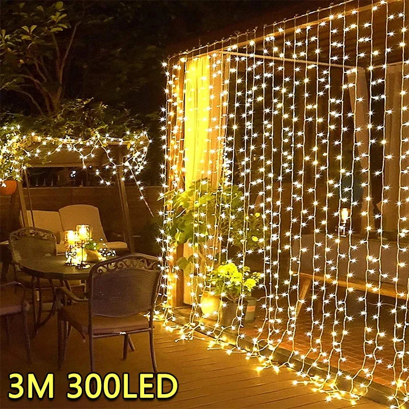 Christmas Fairy Curtain Lights Waterproof String Lights for Bedroom Backdrop Window Indoor Outdoor