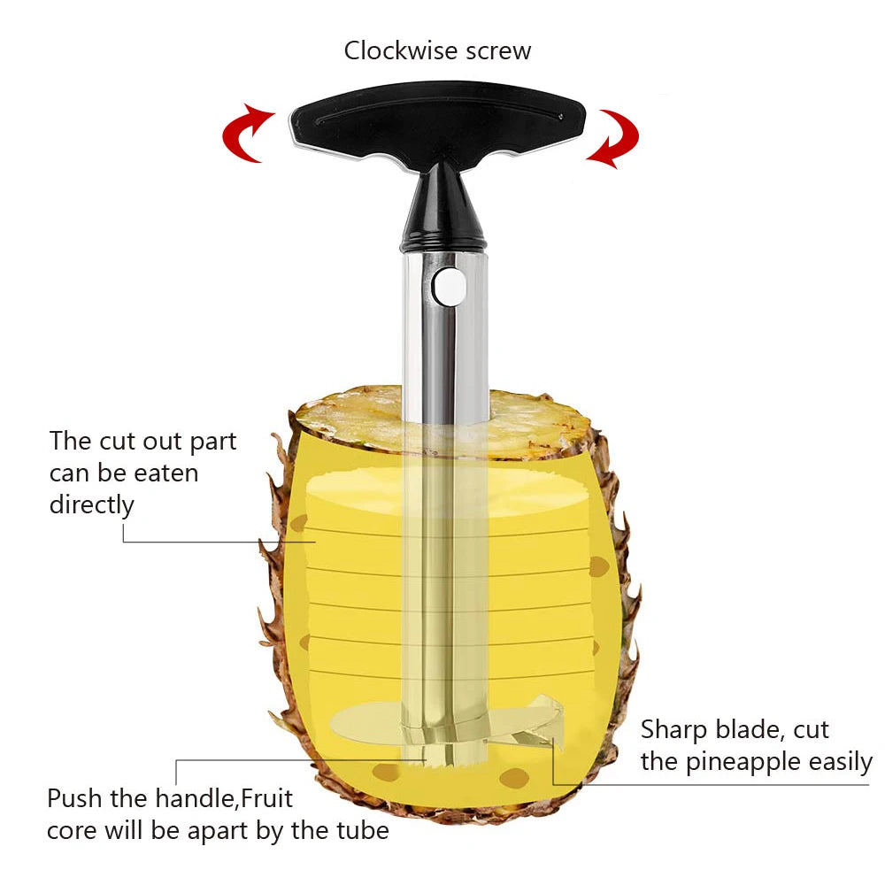 Pineapple Corer Slicer Stainless Steel Fruit Pineapple Peeler Cutter Eye Peeler for Home and Kitchen