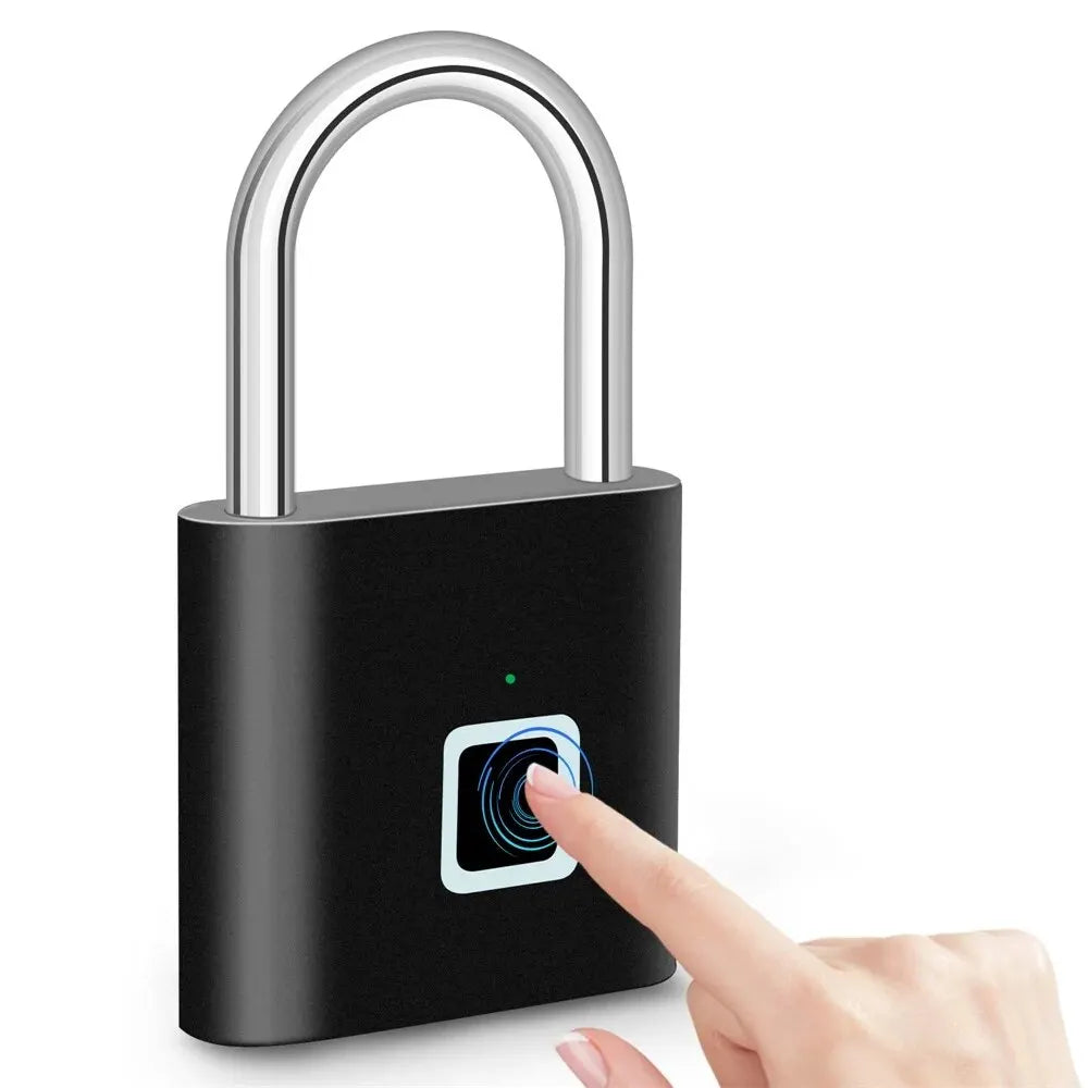 Fingerprint Padlock Anti-Theft Door Lock Luggage Cabinet With USB Charging Safety Lock