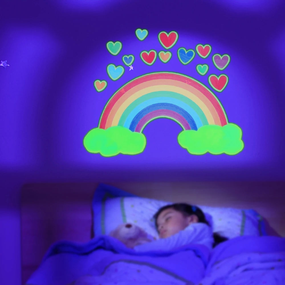 Luminous Rainbow and Stars Wall Stickers Glow in The Dark Wall Decals for Kid Girl Teen Bedroom