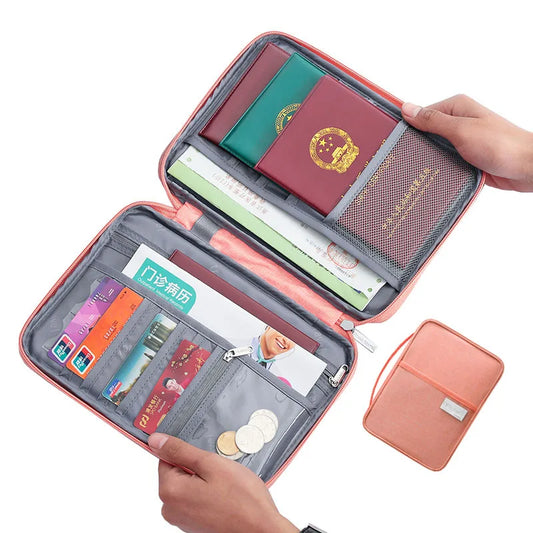 Travel Passport Holder Wallet Holder Document Organizer Passport Card Cover with Zipper for Family Men Women