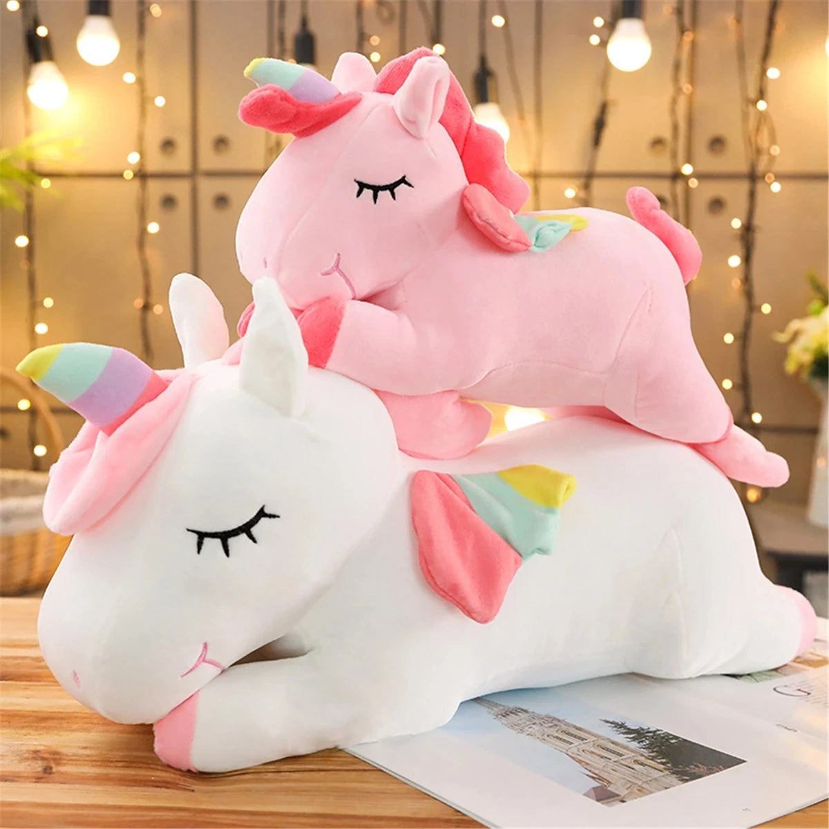 Unicorn Stuffed Animal Plush Toys Plushie Dolls with Rainbow Wings Gifts for Toddler Girls 25CM