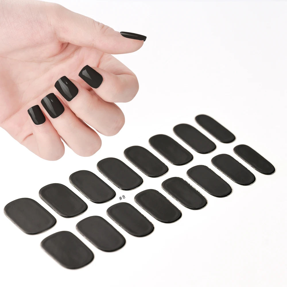 16Tips Semi Cured Gel Nail Polish Strips Self Adhesive Nail Paint Stickers for Women Fingernails