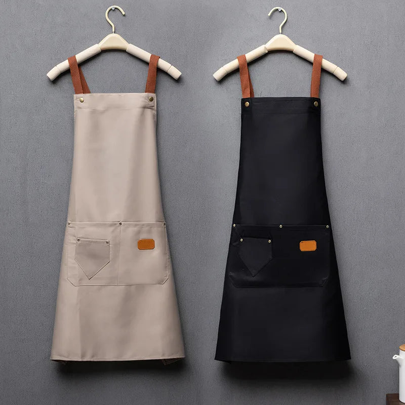 Kitchen Chef Aprons with Pockets Waterproof Bib Apron for Men Women