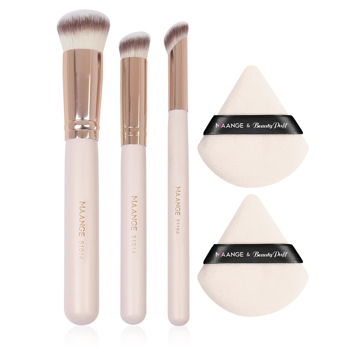 Makeup Brushes Set with Triangle Powder Puff Set Foundation Eye Shadows Blush Brush Set Travel Makeup