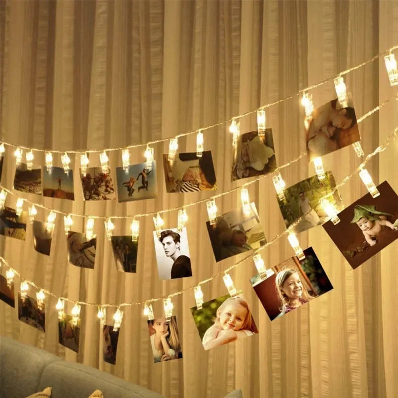 Photo Clip String Lights LED Battery Operated Fairy Copper String Lights with Clips  for Pictures Bedroom