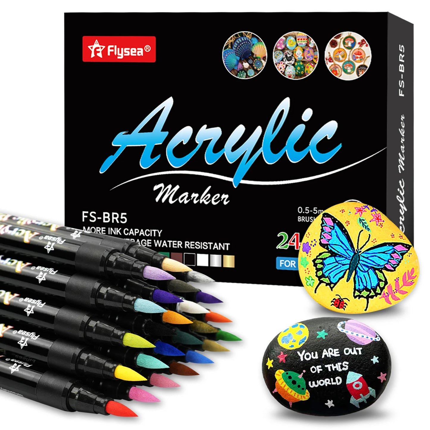 12/24/36 Colors Brush Tip Acrylic Paint Pens, Fine Point Makers Drawing Pen for Writing in Bullet Journal and Planner