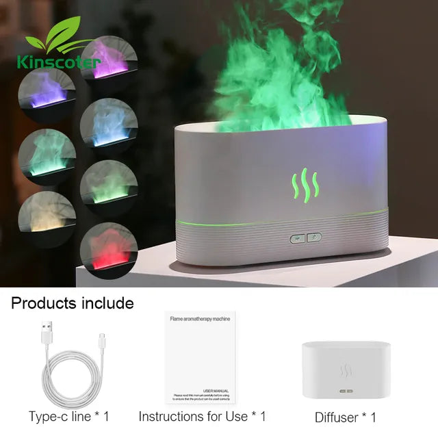 Colorful Flame Air Aroma Diffuser Humidifier 7 Flame Colors Oil Diffuser for Home, Office, Yoga