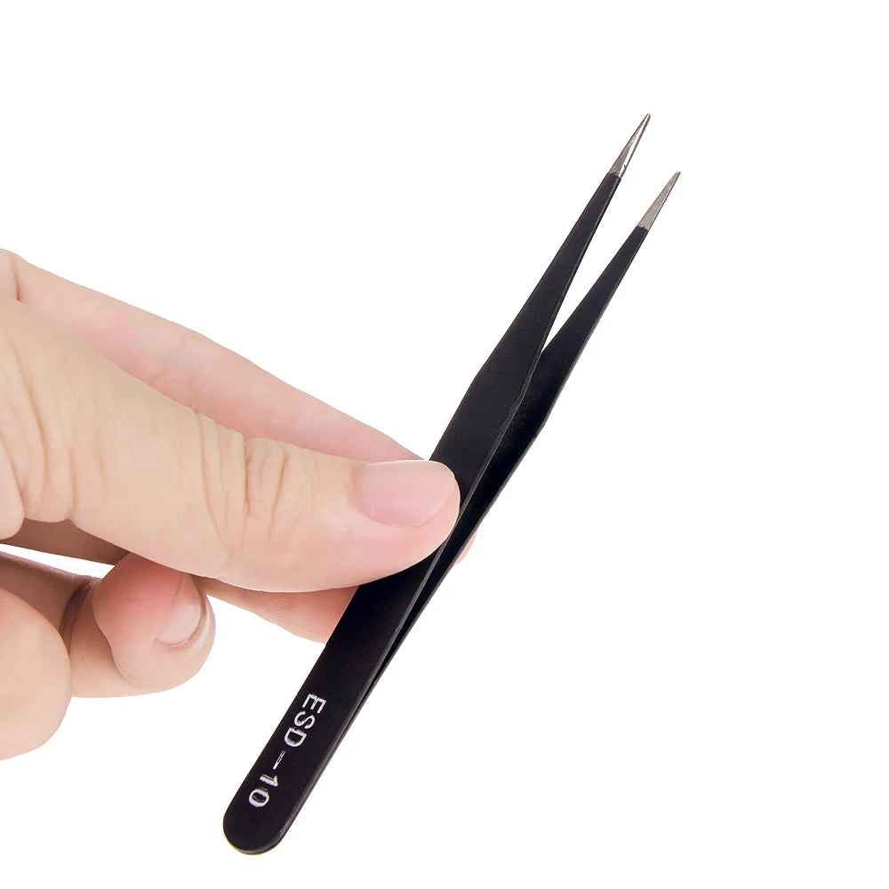 Nail Art Tweezers Set Stainless Steel Tweezers for Eyelash Extension and Curved Tip Tweezers