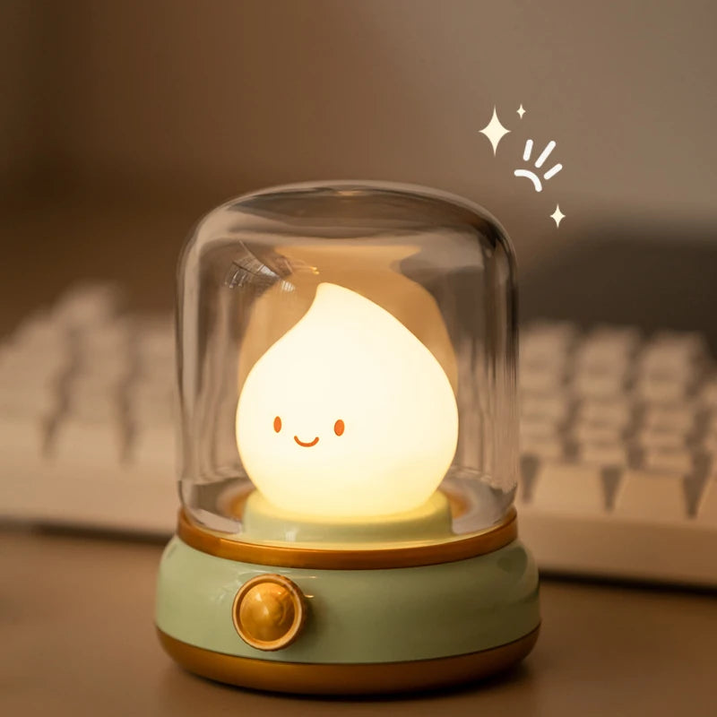 Cute Flameless Candle Light Retro Kerosene Lamp LED Rechargeable Night Light with Timer