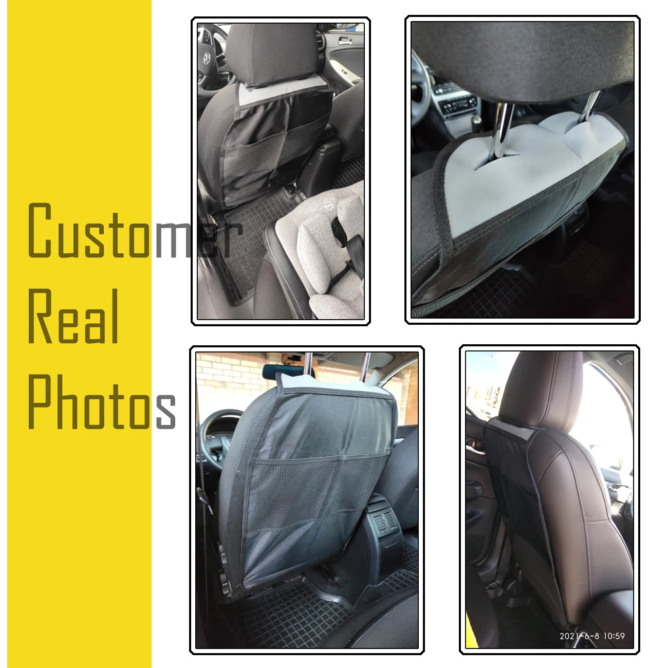 Car Kick Mats with Organizer Backseat Protector Seat Covers for Your Car, SUV, Minivan or Truck Seats