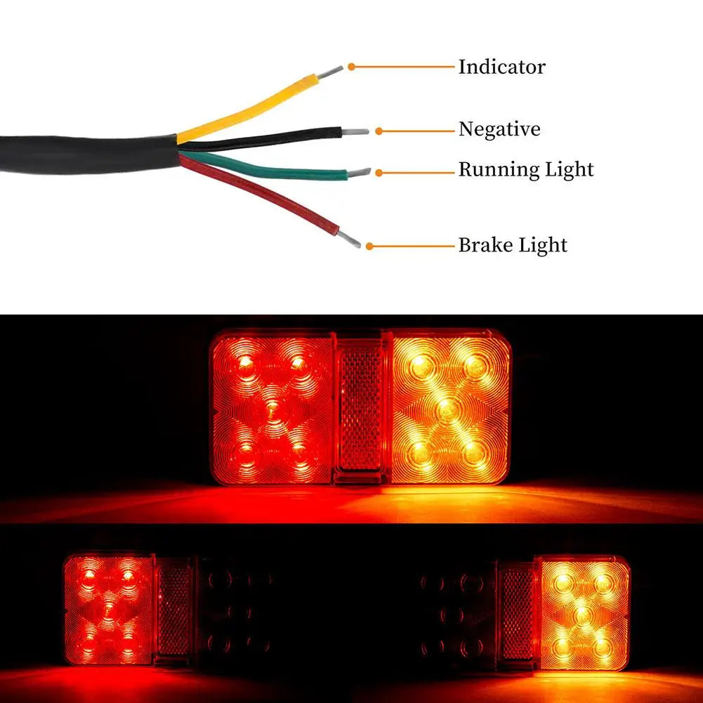 2Pcs 10 LED Truck Tail Light Bar Waterproof Turn Signal Brake Reverse for RV Camper