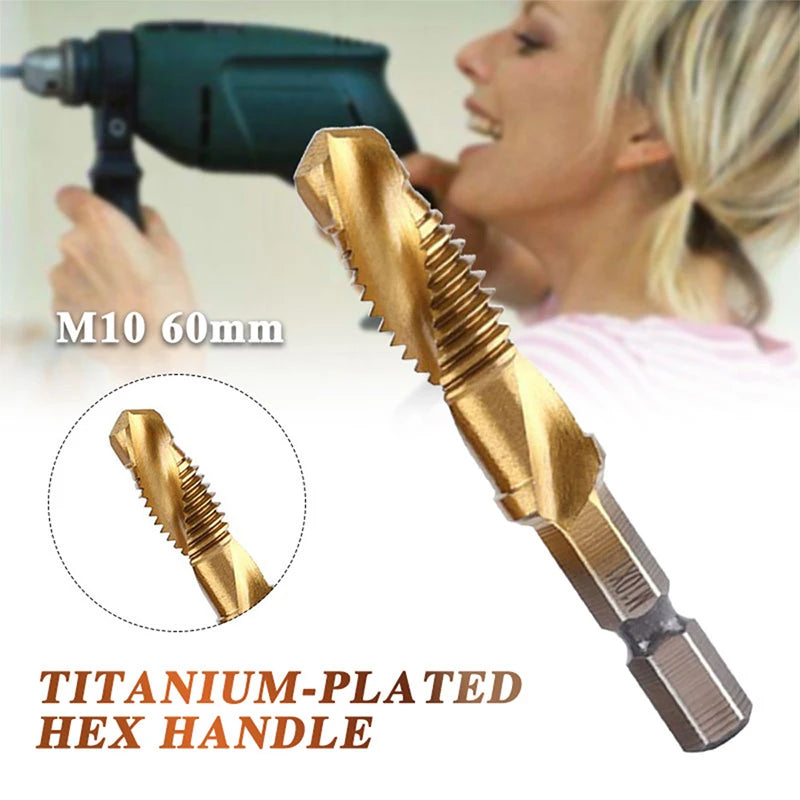 6pcs Drill Bit Hex Shank Titanium Plated HSS Screw Thread Bit Screw Machine Compound Tap M3 M4 M5 M6 M8 M10