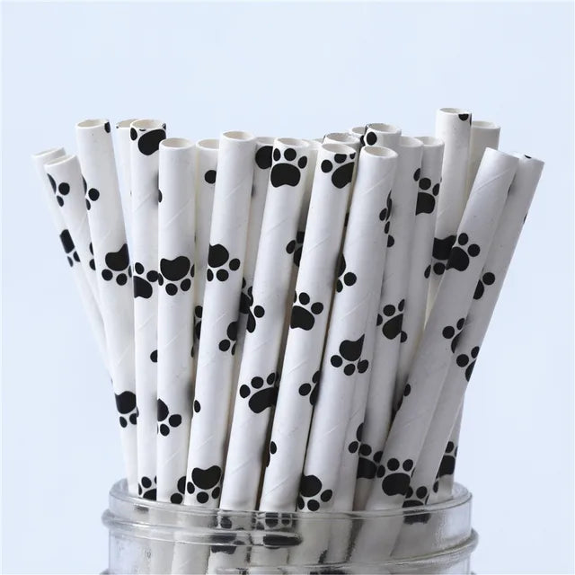 25pcs Disposable Striped Paper Drinking Straws for Cocktail, Milkshake, Coffee, Lemonade